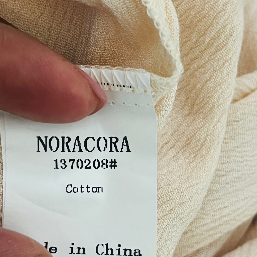 NoraCora Cream Cotton Wide Leg Pants Medium - Picture 4 of 5
